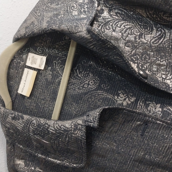 Silver Paisley Button-Up Jacket NWT 20W ALFRED DUNNER - Picture 2 of 7